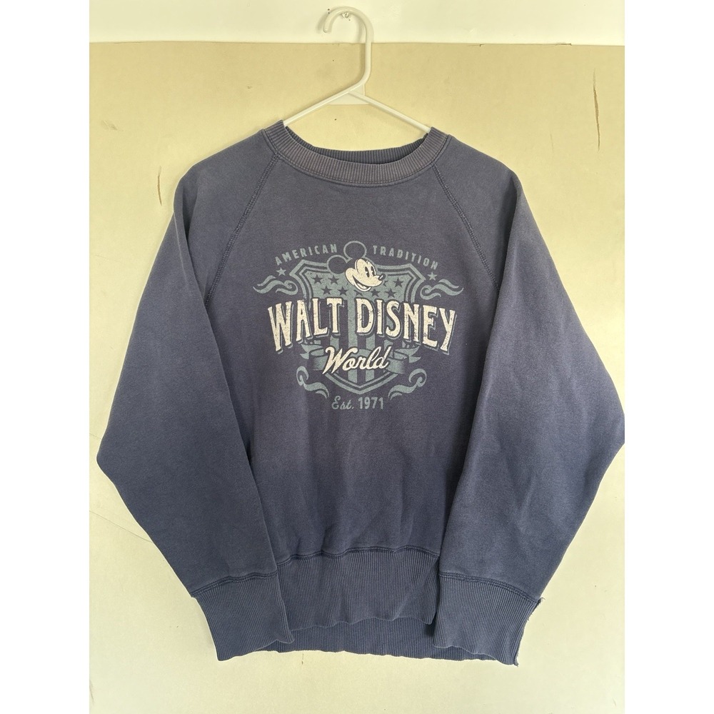 Walt Disney World Mickey Mouse Logo Sweatshirt Blue Size Small